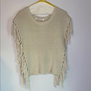 Cupcakes and Cashmere Cream Knit Fringe Top